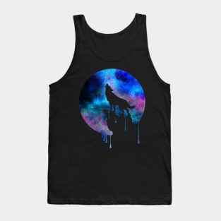 Howling Wolf Moon Space Galaxy Drips Hipster Trend Gift T-Shirt Tank Top